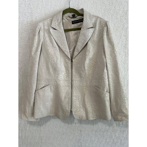 Vintage Pamela McCoy Leather Jacket – Shimmery Beige Animal Print - Picture 1 of 5